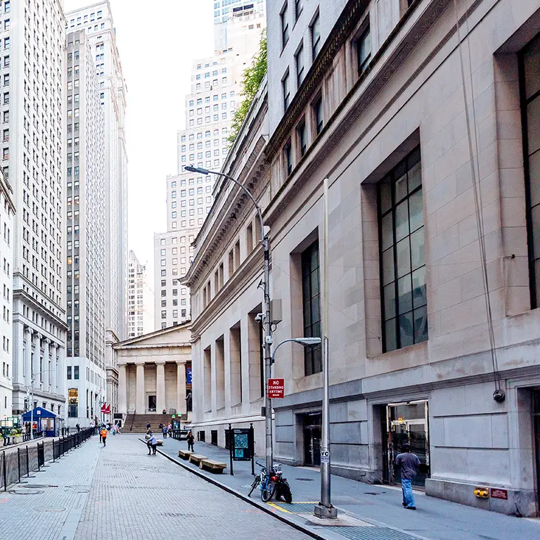 View of buildings on wall street